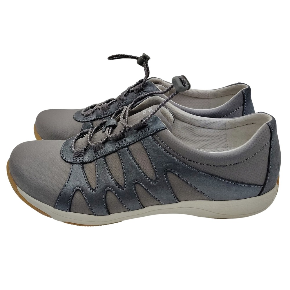 Dansko Harlie Women Size EU 40/US 9.5-10 Gray Metallic Bungee Lace Up Sneakers